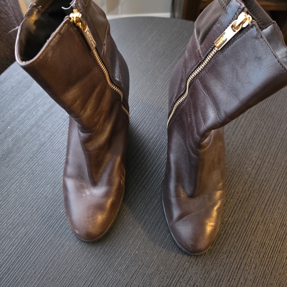 Michael Kors Brown Leather Wedge  Boots